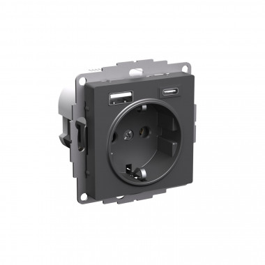 Розетка силовая+USB A+C Systeme Electric AtlasDesign 16А, 5В/2,4А/3,0А, 2х5В/1,5А, базальт — Multielectrika