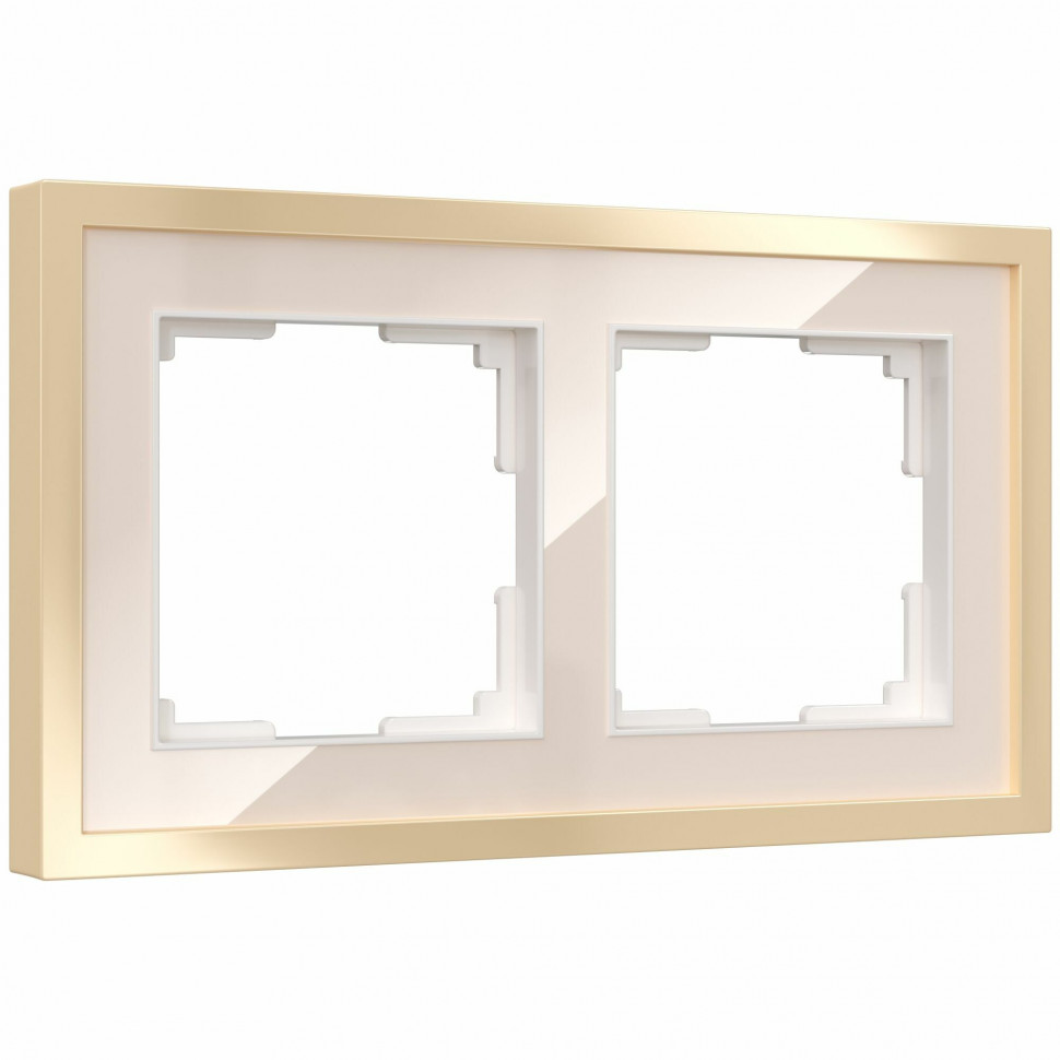 Рамка из металла на 2 поста Baguette айвори/латунь W0022851 фото 1 &mdash; Multielectrika