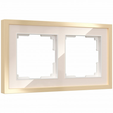 Рамка из металла на 2 поста Baguette айвори/латунь W0022851 &mdash; Multielectrika