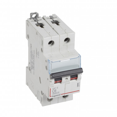 Автоматический выключатель DX-E 6000 - 6 кА - тип характеристики C - 2П - 230/400 В~ - 6 А - 2 модуля — Multielectrika