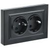 Розетка двойная с заземлением без защитных шторок 16А в сборе IEK Brite РС12-3-БрЧ черная фото 1 — Multielectrika