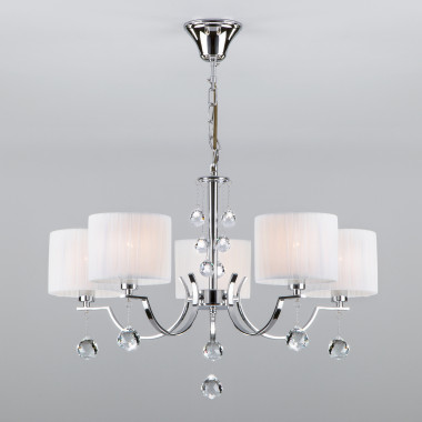 Люстра с белыми абажурами 60095/5 хром — Multielectrika