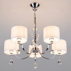 Люстра с белыми абажурами 60095/5 хром &mdash; Multielectrika