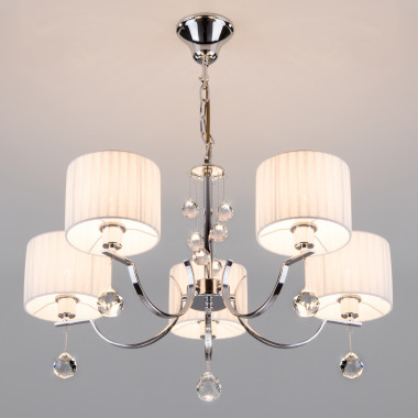 Люстра с белыми абажурами 60095/5 хром — Multielectrika