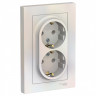 Розетка двойная Schneider Electric Atlas Design в сборе, жемчуг