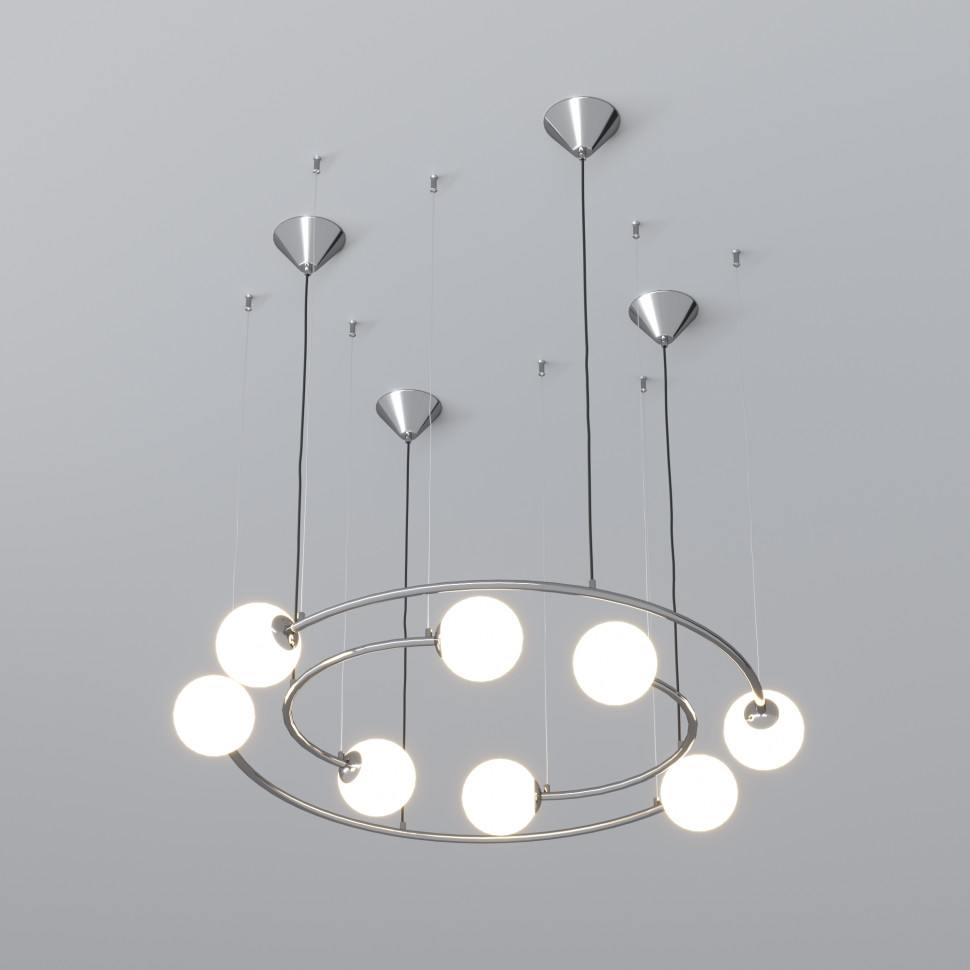 Подвесной светильник со стеклянными плафонами 360/8 хром фото 1 — Multielectrika