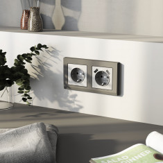 Рамка из поликарбоната на 2 поста Stark графит матовый W0021864 &mdash; Multielectrika