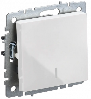 Выключатель одноклавишный с индикацией 10А IEK Brite ВС10-1-1-БрБ белый — Multielectrika