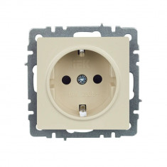 Розетка с заземлением с защитными шторками 16А IEK Brite РСР14-1-0-БрКр бежевая &mdash; Multielectrika