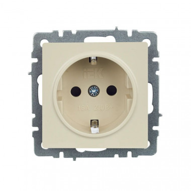 Розетка с заземлением с защитными шторками 16А IEK Brite РСР14-1-0-БрКр бежевая — Multielectrika