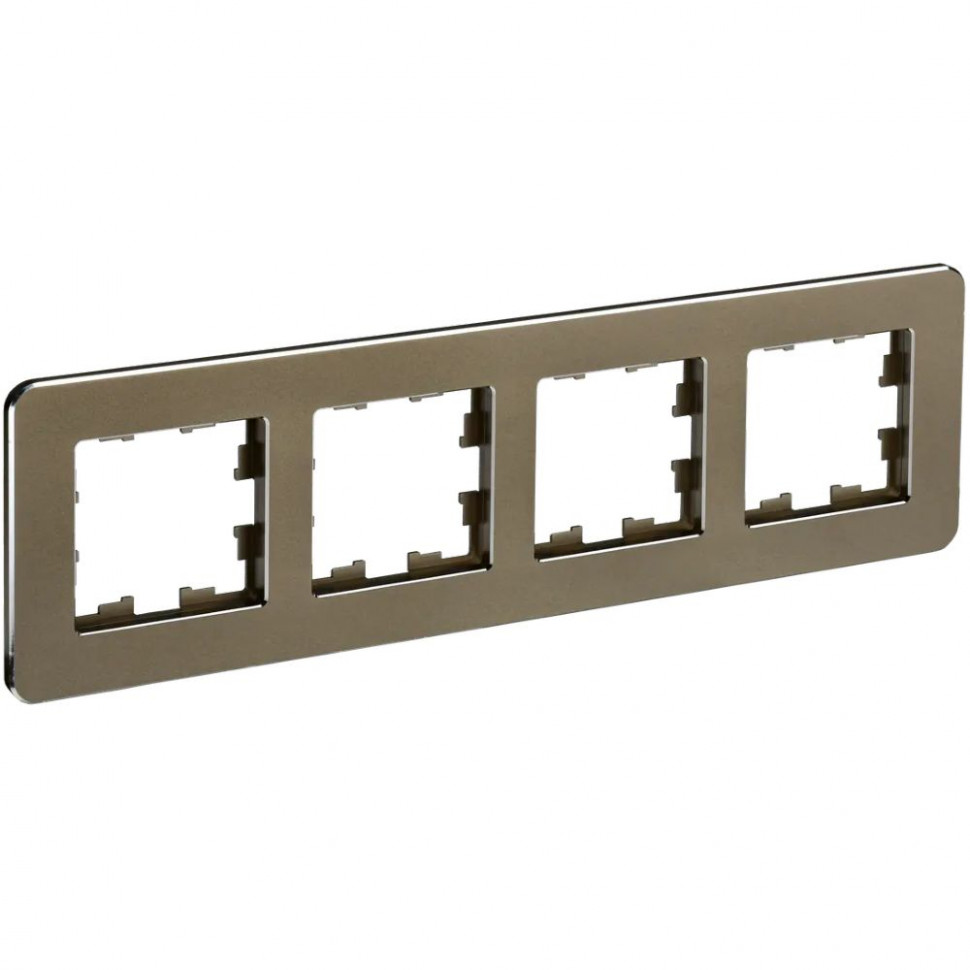 Рамка на 4 поста IEK Brite РУ-4-1-Бр металл латунь RE фото 1 — Multielectrika