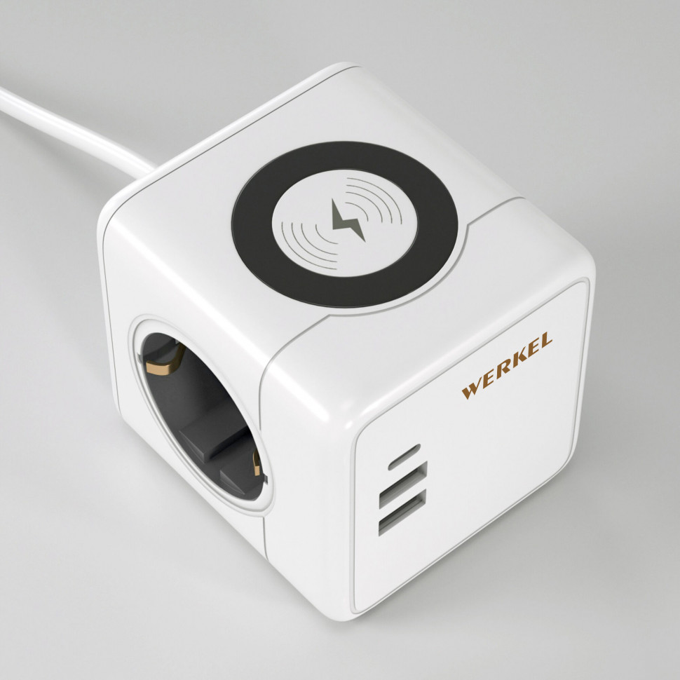 Розеточный блок 3-местный + 3×USB + беспроводная зарядка W6513501 фото 1 &mdash; Multielectrika
