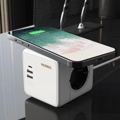 Розеточный блок 3-местный + 3×USB + беспроводная зарядка W6513501 &mdash; Multielectrika