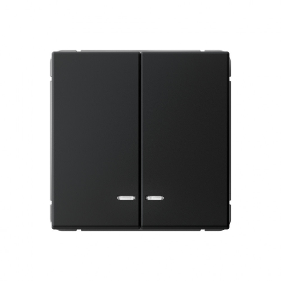 Выключатель двухклавишный Systeme Electric ArtGallery с подсветкой, 10АХ, карбон фото 1 — Multielectrika