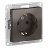 Розетка силовая Schneider Electric Atlas Design со шторками, мокко