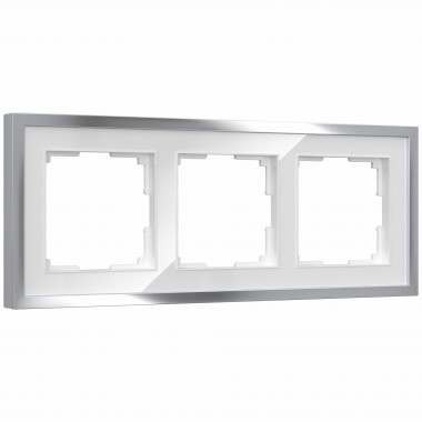 Рамка из металла на 3 поста Baguette белый/серебро W0032850 — Multielectrika