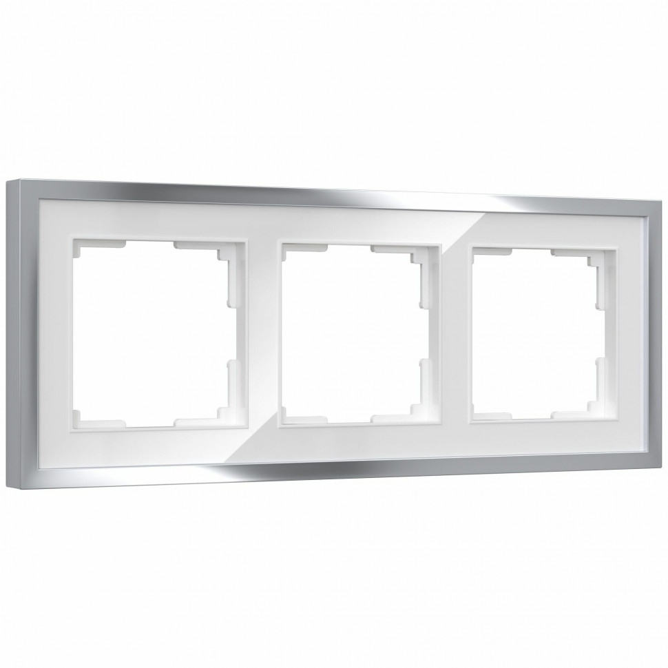 Рамка из металла на 3 поста Baguette белый/серебро W0032850 фото 1 &mdash; Multielectrika
