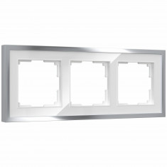 Рамка из металла на 3 поста Baguette белый/серебро W0032850 &mdash; Multielectrika