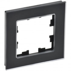 Рамка на 1 пост IEK Brite РУ-1-2-Бр стекло черный матовый &mdash; Multielectrika
