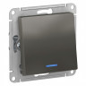 Переключатель одноклавишный Schneider Electric Atlas Design с подсветкой, сталь