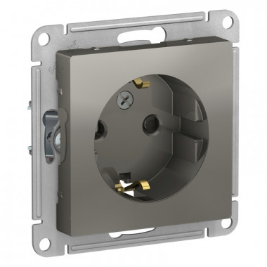 Розетка силовая Schneider Electric Atlas Design со шторками, сталь — Multielectrika