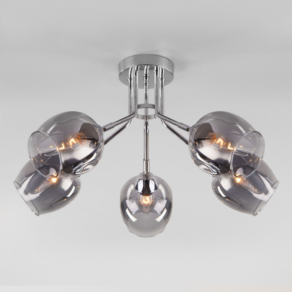 Потолочная люстра со стеклянными плафонами 30164/5 хром фото 1 &mdash; Multielectrika