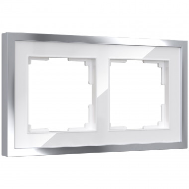 Рамка из металла на 2 поста Baguette белый/серебро W0022850 &mdash; Multielectrika