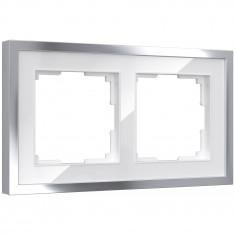 Рамка из металла на 2 поста Baguette белый/серебро W0022850 &mdash; Multielectrika