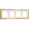 W0042853/ Рамка на 4 поста Baguette (белый/золотистая латунь) W0042853 фото 1 &mdash; Multielectrika