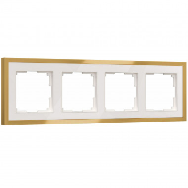 W0042853/ Рамка на 4 поста Baguette (белый/золотистая латунь) W0042853 &mdash; Multielectrika