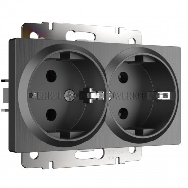 Розетка двойная с заземлением (графит рифленый) W1172004 &mdash; Multielectrika