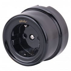 Розетка с заземлением и шторками (черный) Ретро WL18-03-02 &mdash; Multielectrika