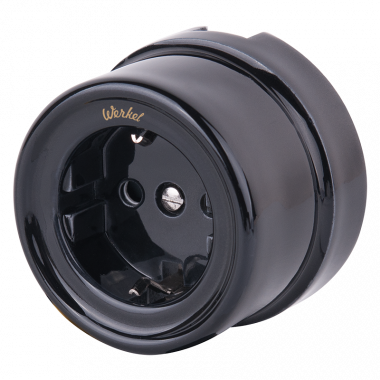 Розетка с заземлением и шторками (черный) Ретро WL18-03-02 — Multielectrika