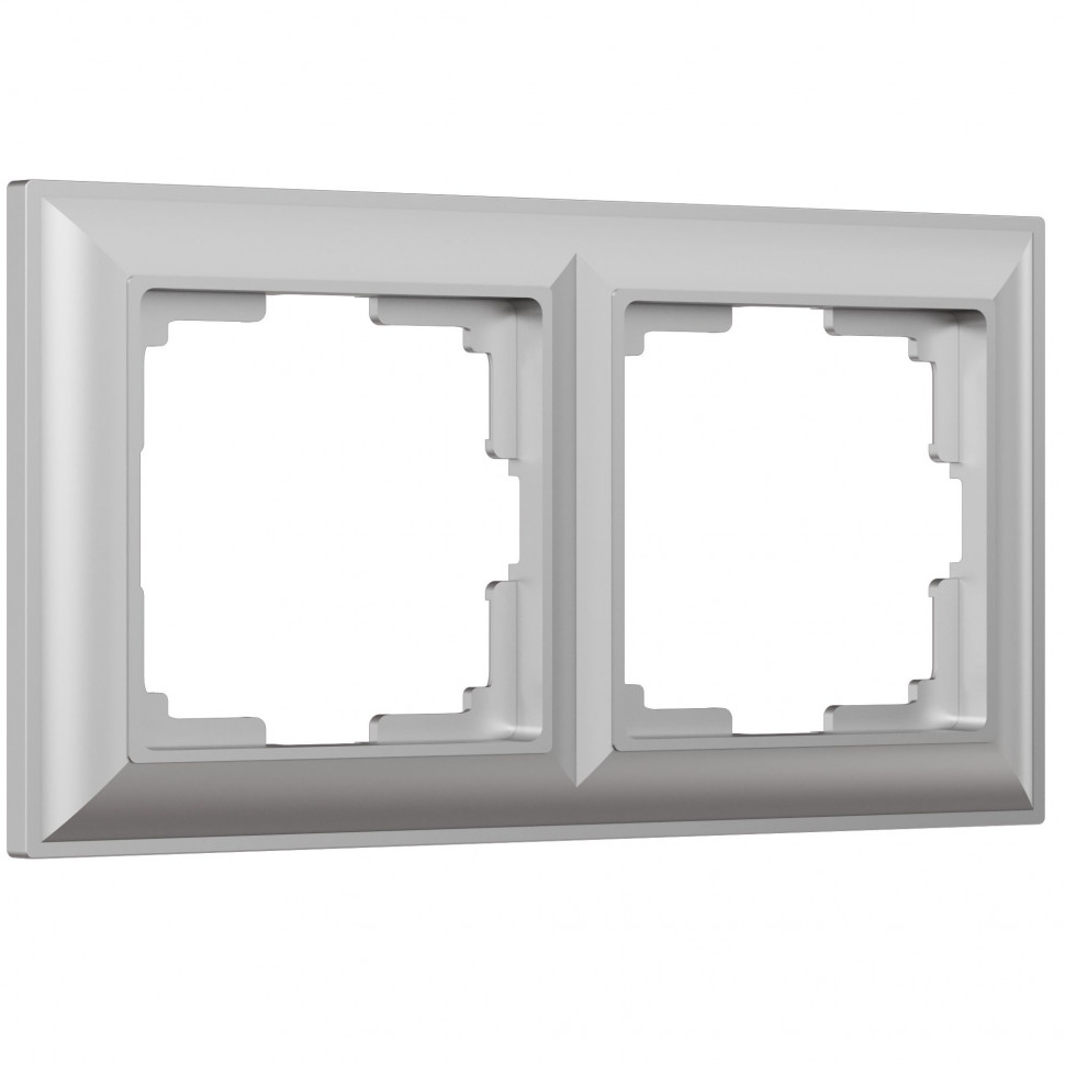 Рамка из поликарбоната на 2 поста Fiore серебряный W0022206 фото 1 &mdash; Multielectrika