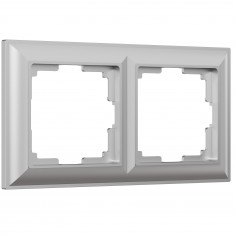 Рамка из поликарбоната на 2 поста Fiore серебряный W0022206 &mdash; Multielectrika