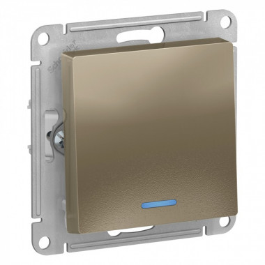 Переключатель одноклавишный Schneider Electric Atlas Design с подсветкой, шампань — Multielectrika