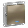 Переключатель одноклавишный Schneider Electric Atlas Design с подсветкой, шампань