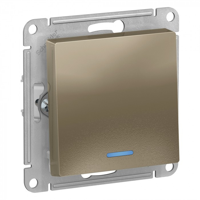 Переключатель одноклавишный Schneider Electric Atlas Design с подсветкой, шампань фото 1 — Multielectrika