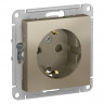 Розетка силовая Schneider Electric Atlas Design со шторками, шампань