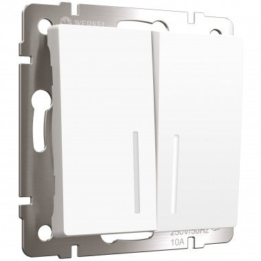 Выключатель двухклавишный проходной с подсветкой (белый матовый) W1122161 — Multielectrika