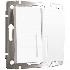 Выключатель двухклавишный проходной с подсветкой (белый матовый) W1122161 &mdash; Multielectrika