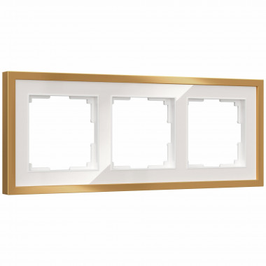 W0032853/ Рамка на 3 поста Baguette (белый/золотистая латунь) W0032853 &mdash; Multielectrika