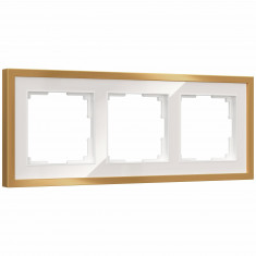 W0032853/ Рамка на 3 поста Baguette (белый/золотистая латунь) W0032853 &mdash; Multielectrika