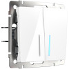 Выключатель двухклавишный проходной с подсветкой (белый) W1122101 фото 1 &mdash; Multielectrika