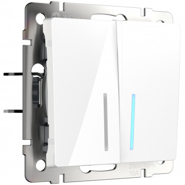 Выключатель двухклавишный проходной с подсветкой (белый) W1122101 &mdash; Multielectrika