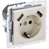 Розетка с заземлением с защитными шторками 16А с USB A+A 5В 3,1А IEK Brite РЮш10-2-БрКр бежевая фото 1 — Multielectrika