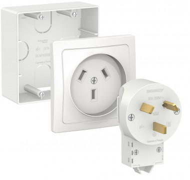 Розетка силовая для электроплит Systeme Electric Blanca белая 32А, 250В (розетка, вилка, подъемная коробка) — Multielectrika