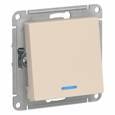 Выключатель одноклавишный Schneider Electric Atlas Design с подсветкой, бежевый &mdash; Multielectrika