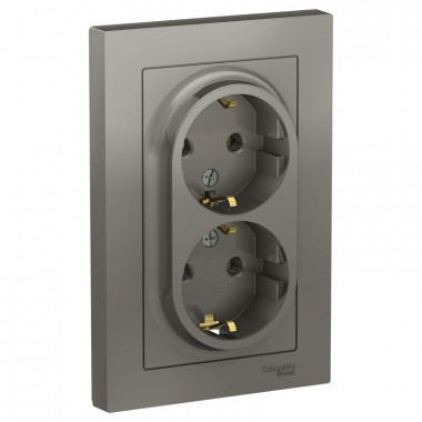 Розетка двойная Schneider Electric Atlas Design в сборе, сталь — Multielectrika