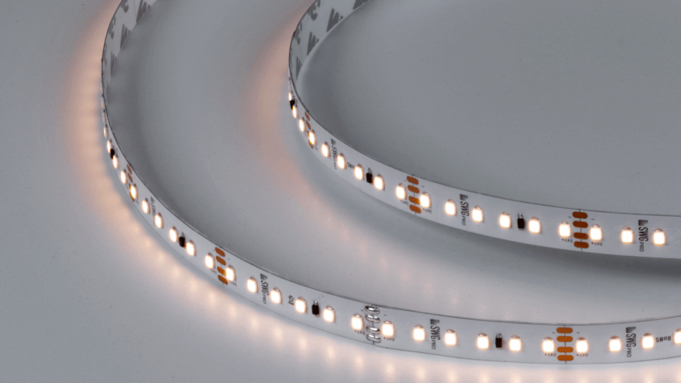 Лента светодиодная стабилиз., SMD 2835, 120LED/м, 9,6Вт/м, 24В , IP20, Теплый белый фото 1 — Multielectrika